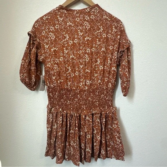 Jessica Simpson Floral White And Rust Girls' Dress With Ruffles Sz L (10) / NWT - Picture 8 of 12